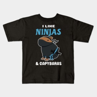 I Like Ninjas and Capybaras Cartoon Kids T-Shirt
